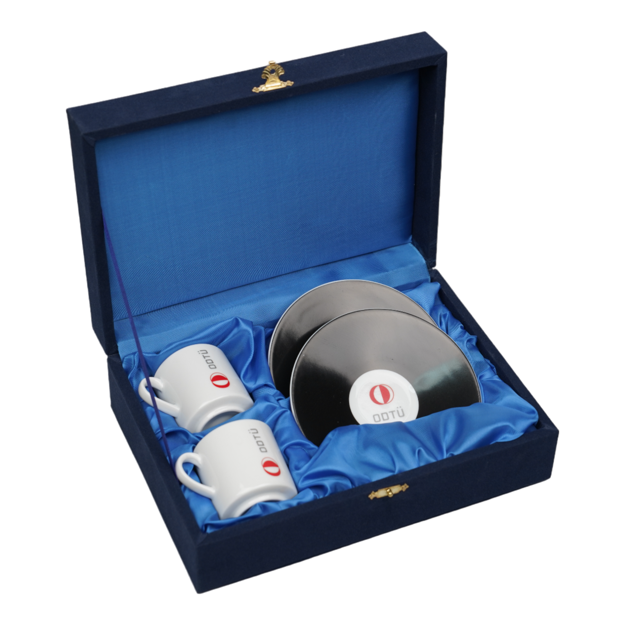 Kuşlu Kahve Fincanı Kadife Kutulu Takım - 2'li Set