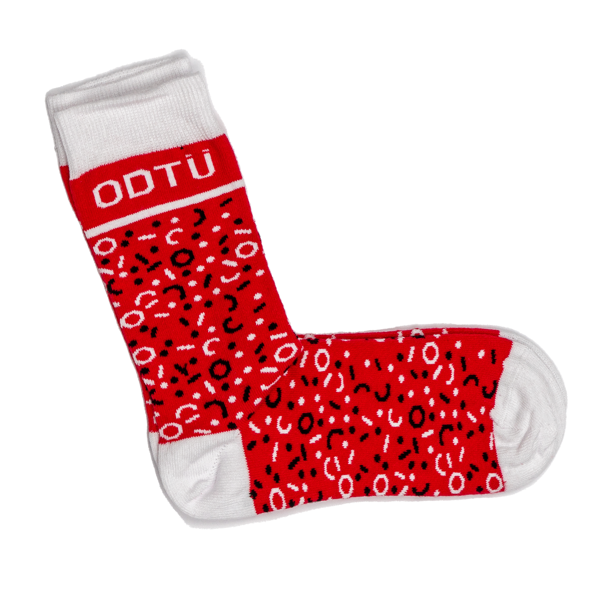 Geometrik Desenli Çorap (Kırmızı Beyaz)