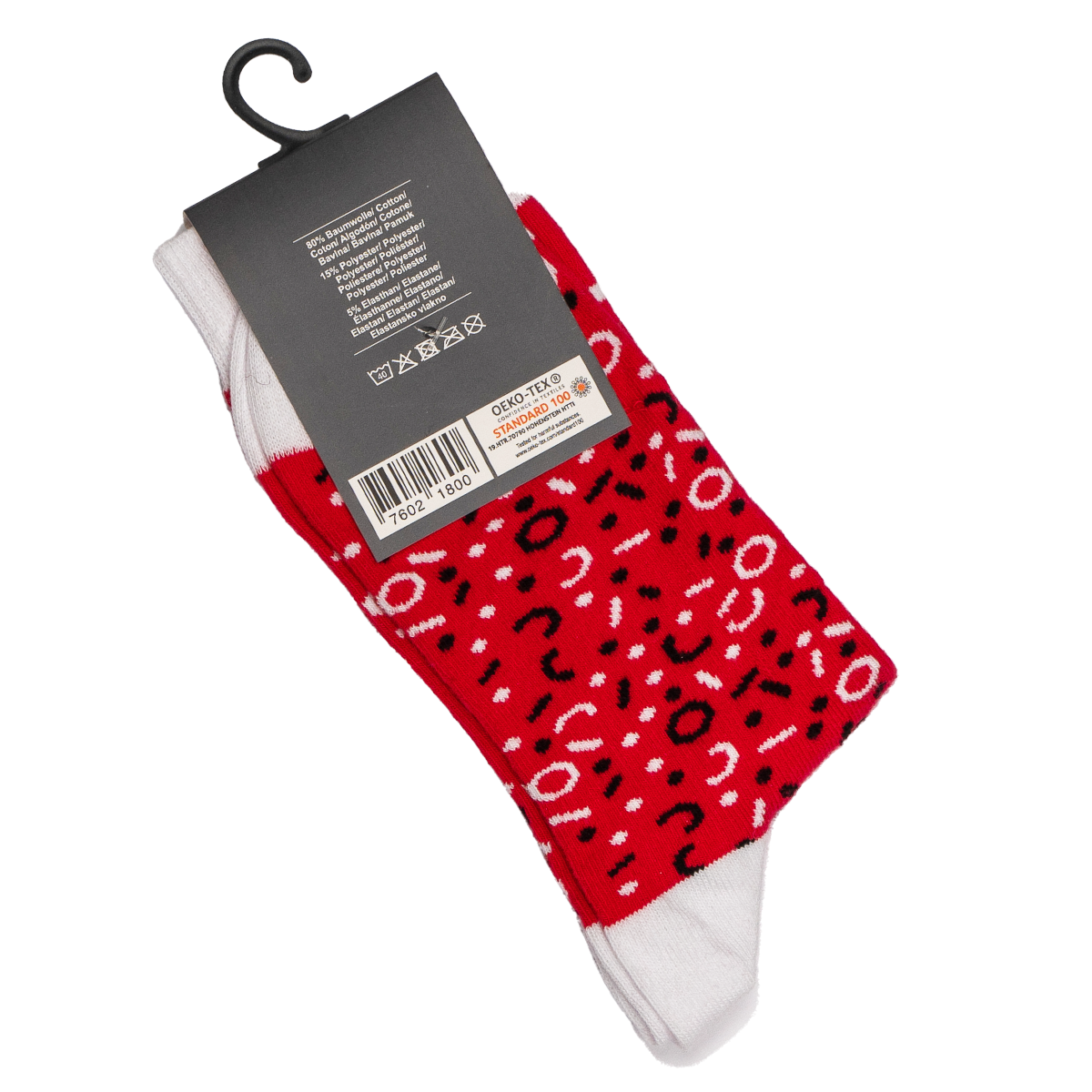 Geometrik Desenli Çorap (Kırmızı Beyaz)