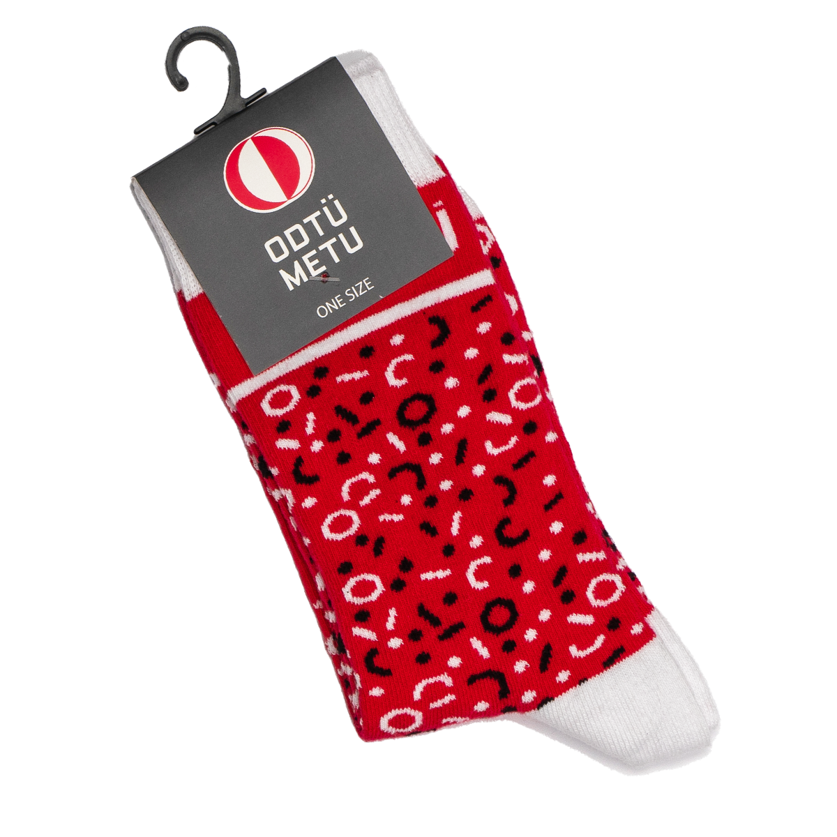 Geometrik Desenli Çorap (Kırmızı Beyaz)