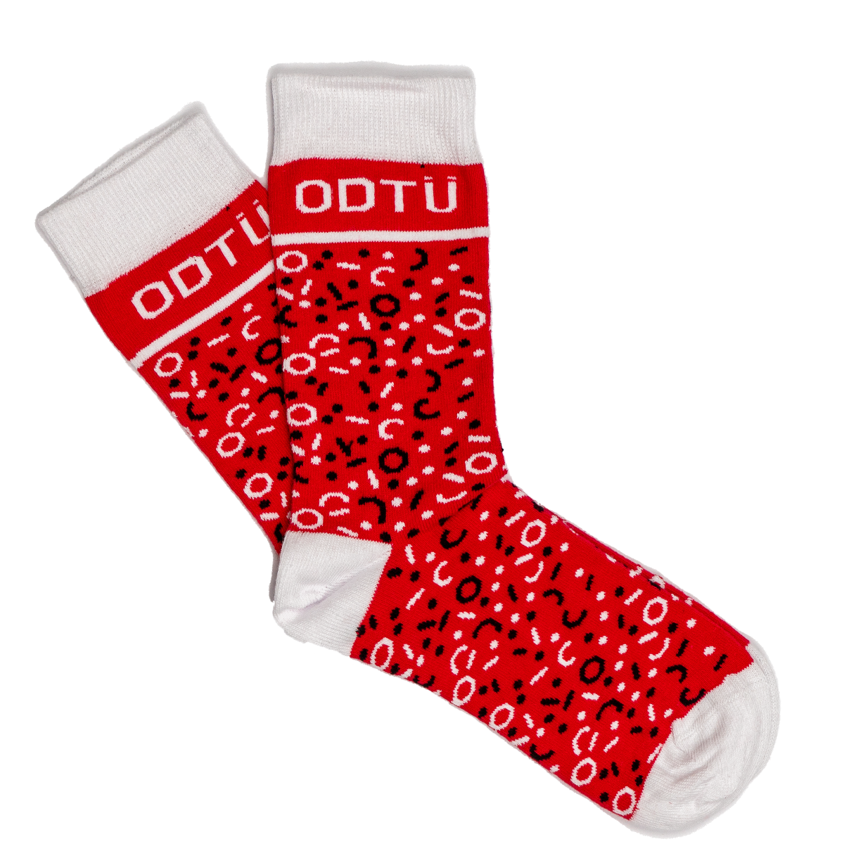 Geometrik Desenli Çorap (Kırmızı Beyaz)